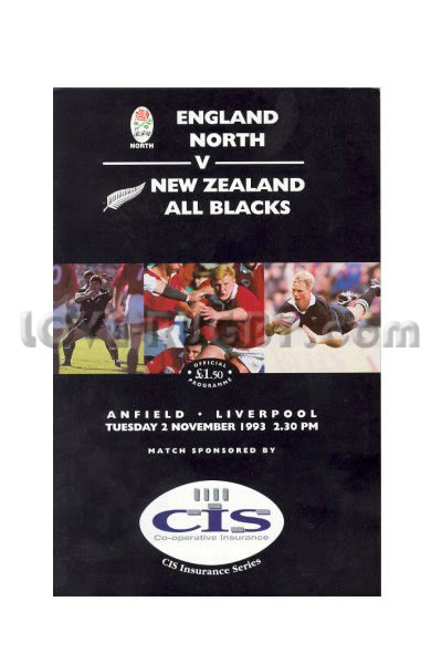 1993 England North v New Zealand  Rugby Programme